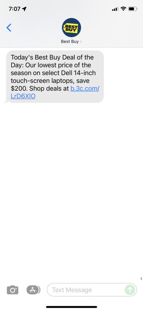 Best Buy 1 Text Message Marketing Example - 11.26.2021