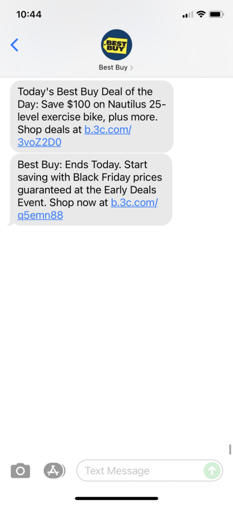 Best Buy Text Message Marketing Example - 10.31.2021