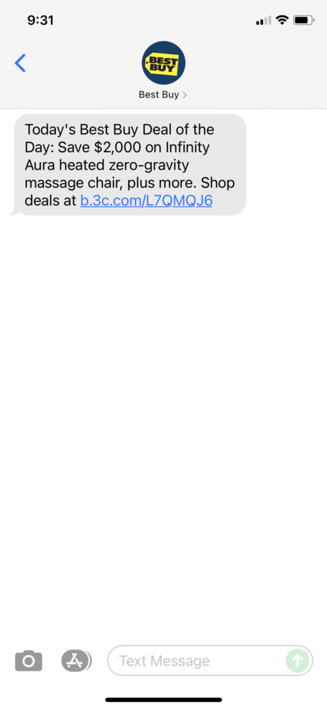 Best Buy Text Message Marketing Example - 11.05.2021