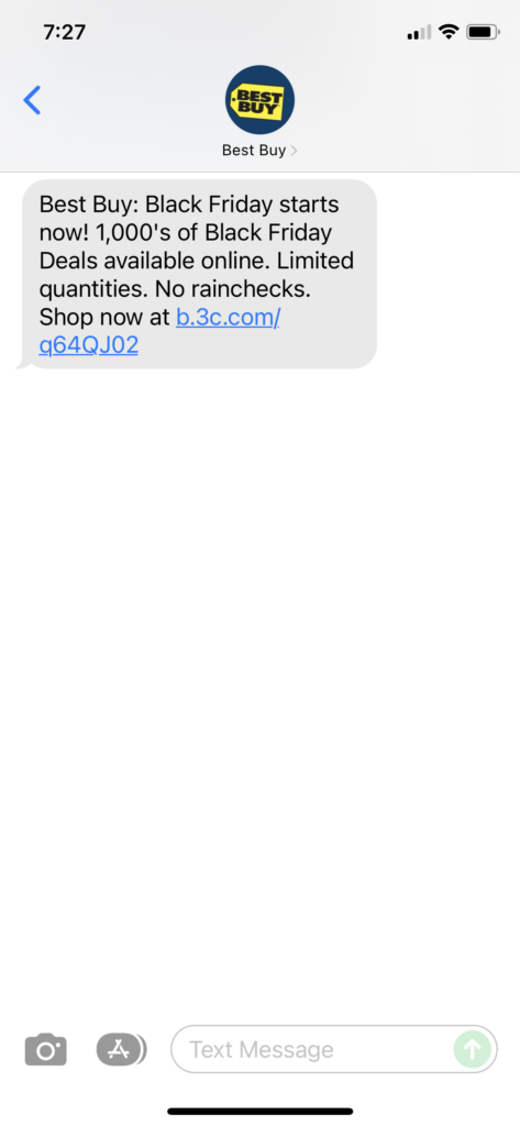 Best Buy Text Message Marketing Example - 11.19.2021