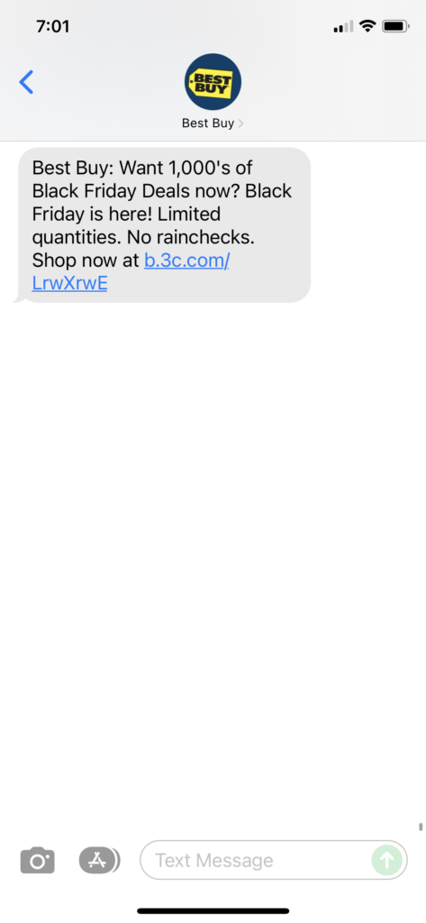 Best Buy Text Message Marketing Example - 11.21.2021