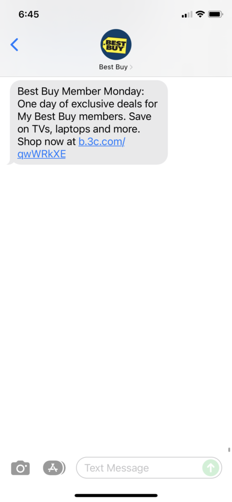 Best Buy Text Message Marketing Example - 11.22.2021