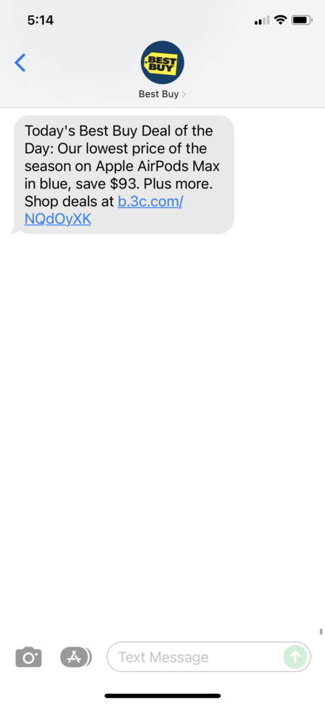 Best Buy Text Message Marketing Example - 11.29.2021