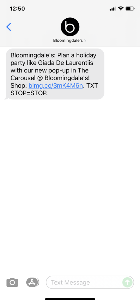 Bloomingdales Text Message Marketing Example - 11.05.2021