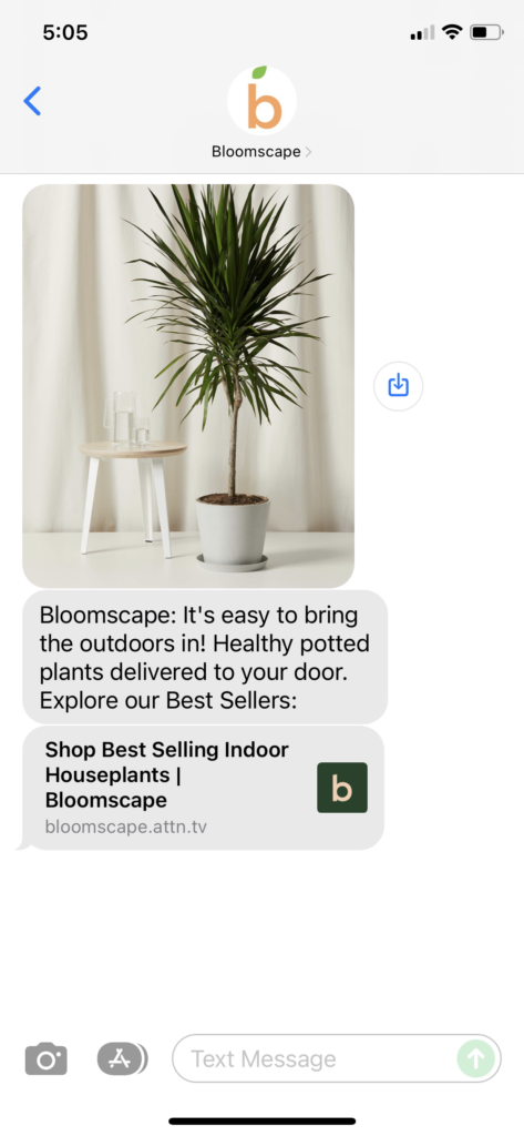 Bloomscape Text Message Marketing Example - 11.11.2021