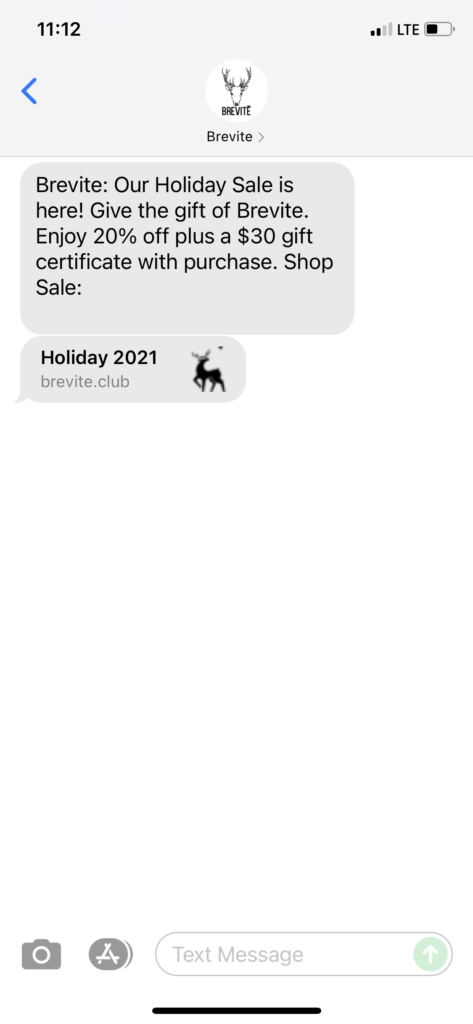 Brevite Text Message Marketing Example - 11.04.2021