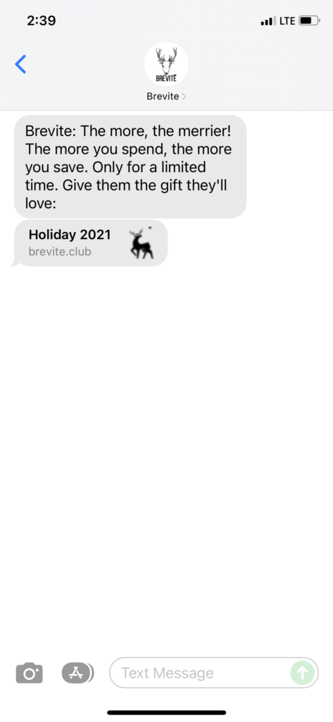 Brevite Text Message Marketing Example - 11.18.2021