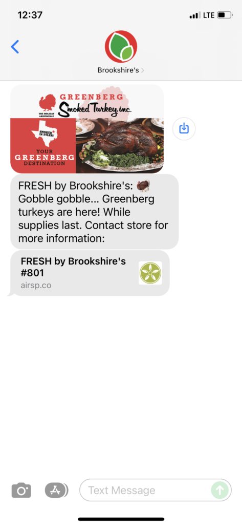 Brookshire's Text Message Marketing Example - 11.10.2021