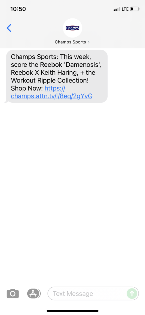 Champs Sports Text Message Marketing Example - 10.24.2021