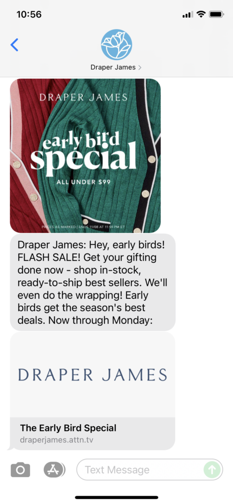 Draper James Text Message Marketing Example - 11.07.2021