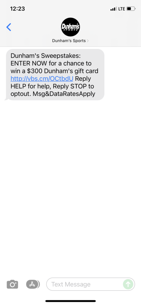 Dunham's Text Message Marketing Example - 11.10.2021