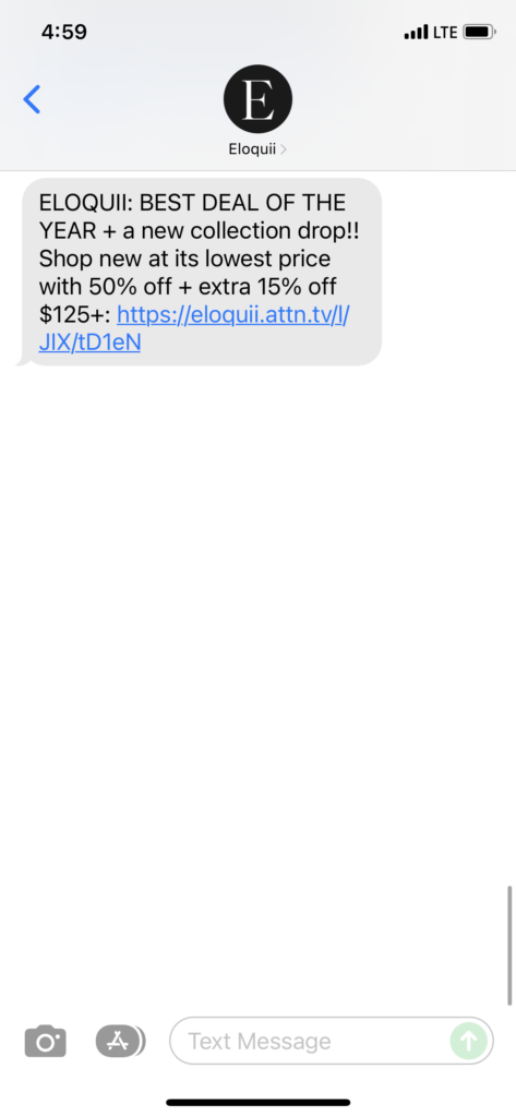 Eloquii Text Message Marketing Example - 11.29.2021