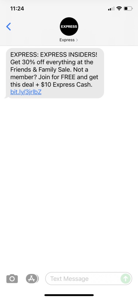Express Text Message Marketing Example 10.23.2021