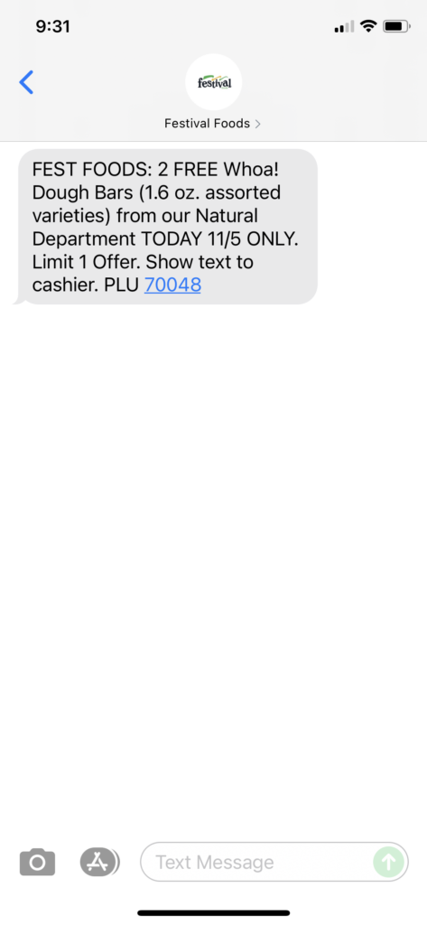 Festival Foods Text Message Marketing Example - 11.05.2021