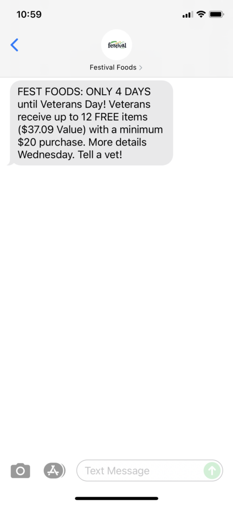 Festival Foods Text Message Marketing Example - 11.07.2021