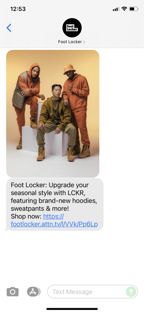 Foot Locker Text Message Marketing Example - 11.05.2021