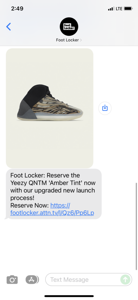 Foot Locker Text Message Marketing Example - 11.30.2021