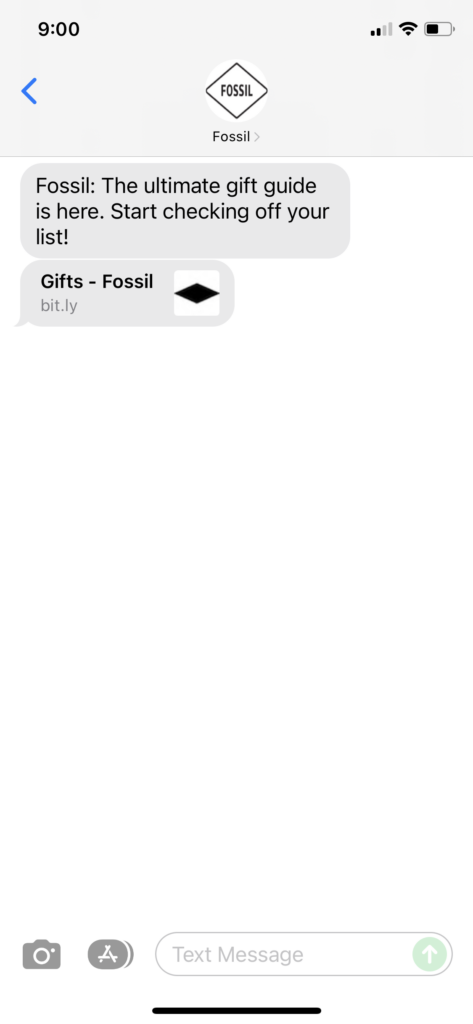 Fossil Text Message Marketing Example - 11.11.2021