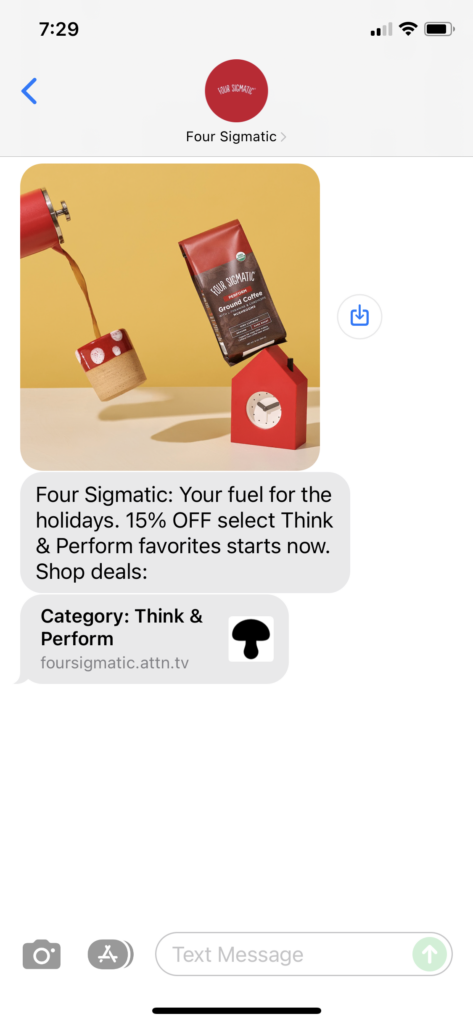 Four Sigmatic Text Message Marketing Example - 11.19.2021