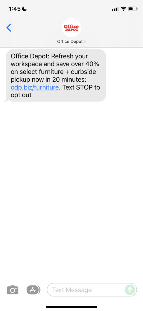 Home Depot Text Message Marketing Example - 11.09.2021