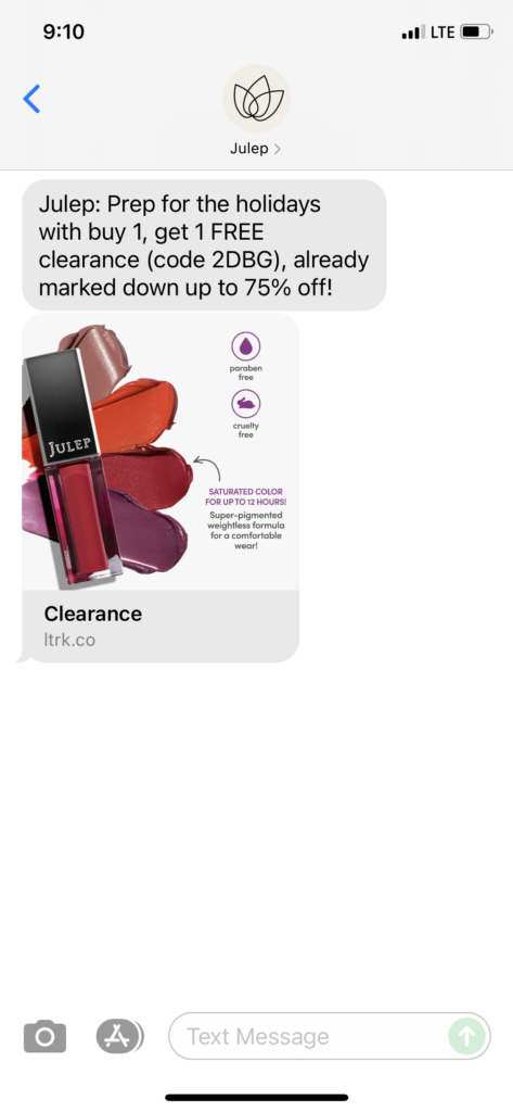 Julep Text Message Marketing Example - 11.03.2021