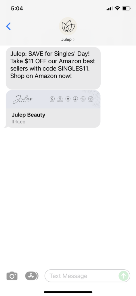 Julep Text Message Marketing Example - 11.11.2021