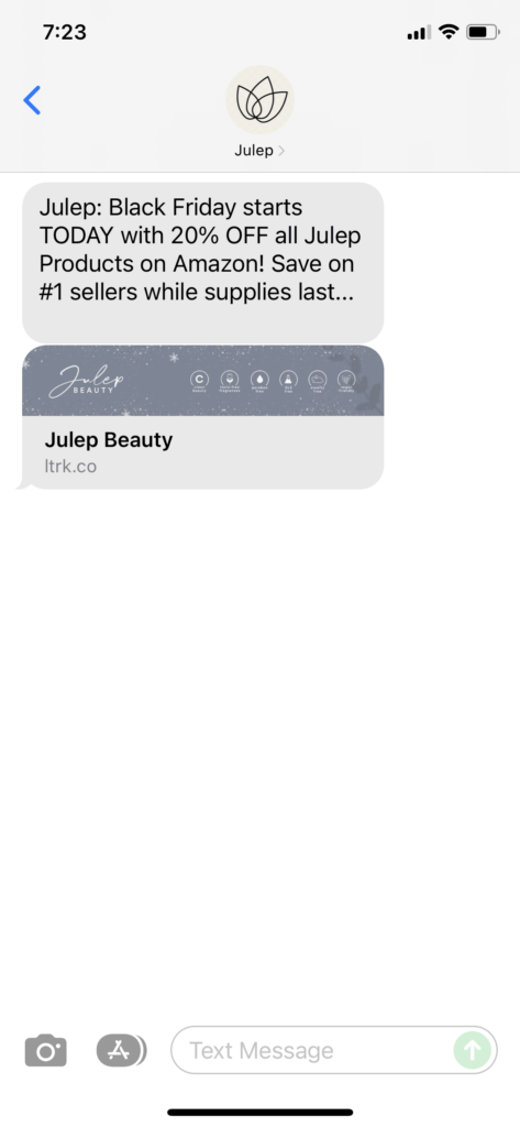 Julep Text Message Marketing Example - 11.25.2021