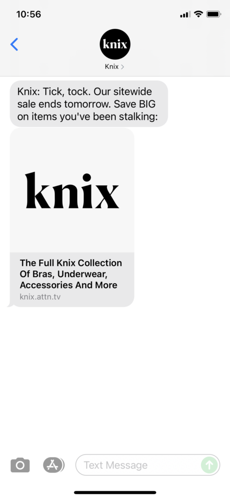 Knix Text Message Marketing Example - 11.07.2021
