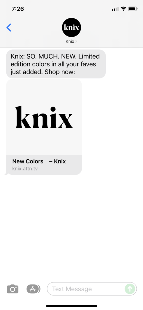 Knix Text Message Marketing Example - 11.19.2021