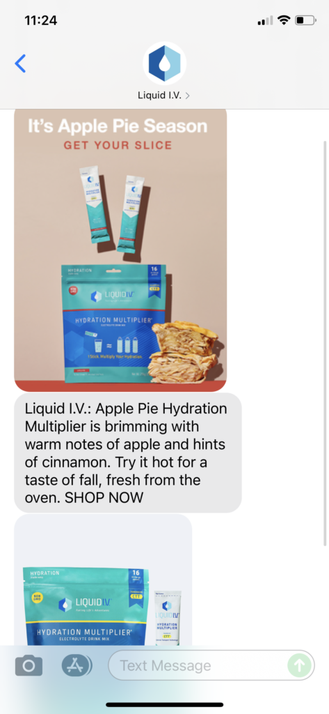Liquid IV Text Message Marketing Example 10.23.2021