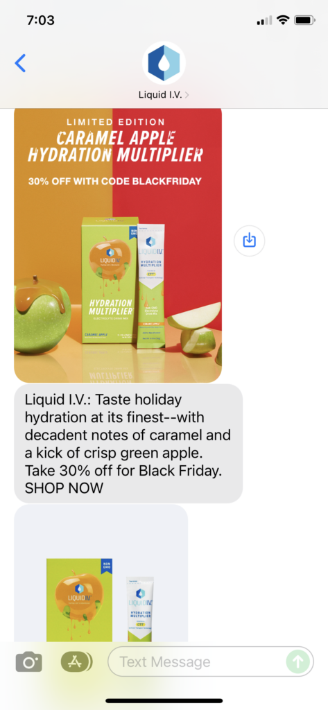 Liquid IV Text Message Marketing Example - 11.21.2021