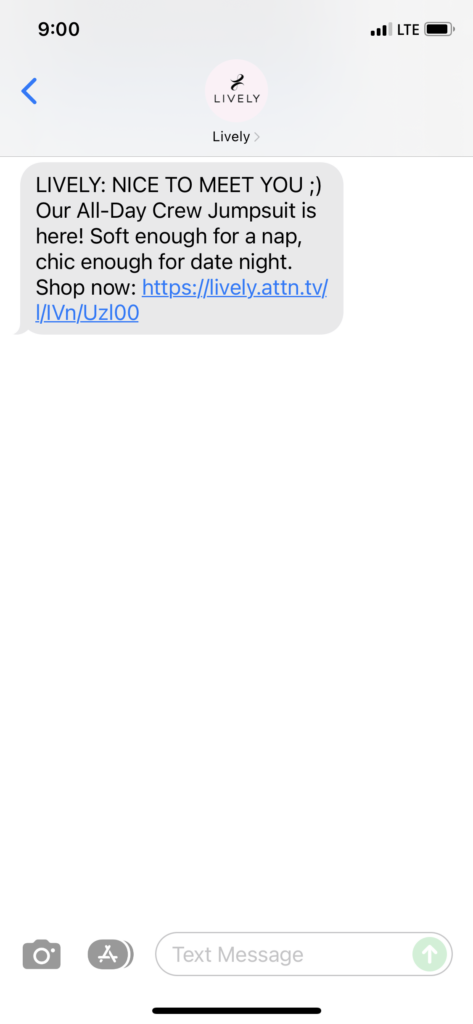 Lively Text Message Marketing Example - 11.17.2021