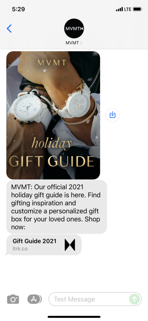 MVMT Text Message Marketing Example - 11.15.2021