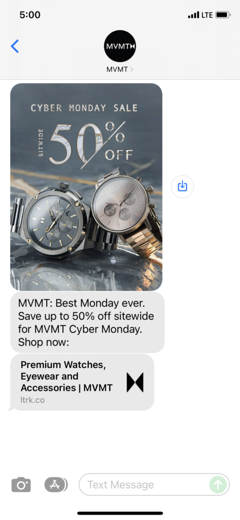 MVMT Text Message Marketing Example - 11.29.2021