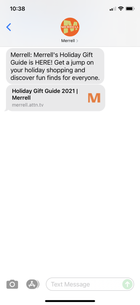 Merrell Text Message Marketing Example - 11.01.2021