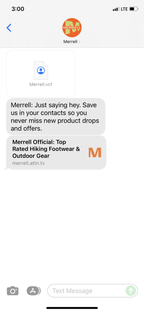 Merrrell Text Message Marketing Example - 11.16.2021