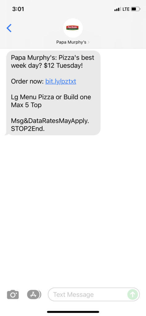Papa Murphy Text Message Marketing Example - 11.16.2021