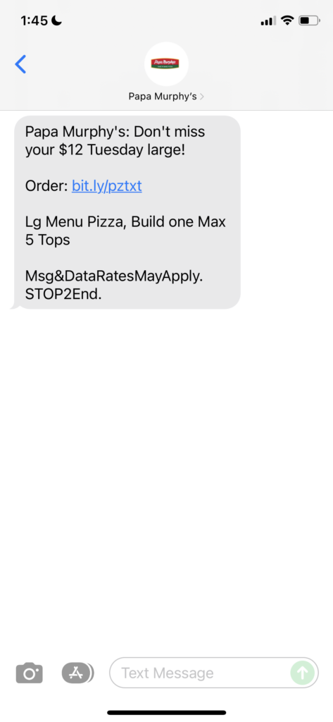 Papa Murphy's Text Message Marketing Example - 11.09.2021