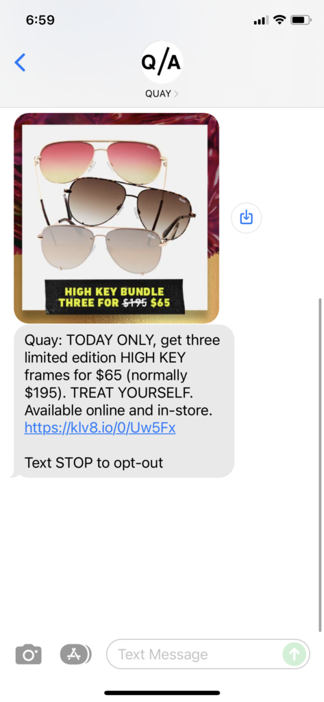 Quay Text Message Marketing Example - 11.26.2021