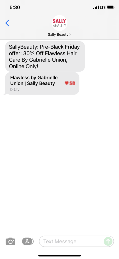 Sally Beauty Text Message Marketing Example - 11.15.2021