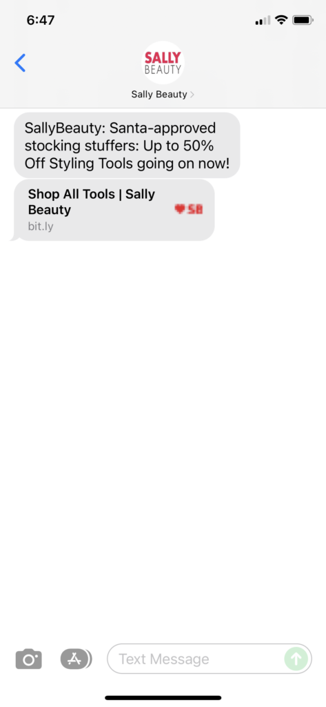 Sally Beauty Text Message Marketing Example - 11.22.2021