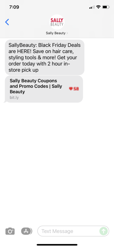 Sally Beauty Text Message Marketing Example - 11.26.2021