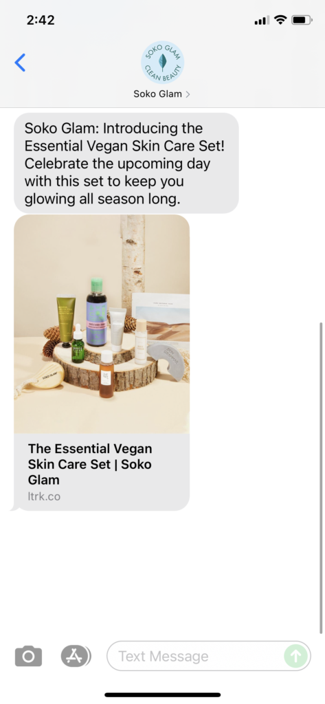 Soko Glam Text Message Marketing Example - 10.29.2021
