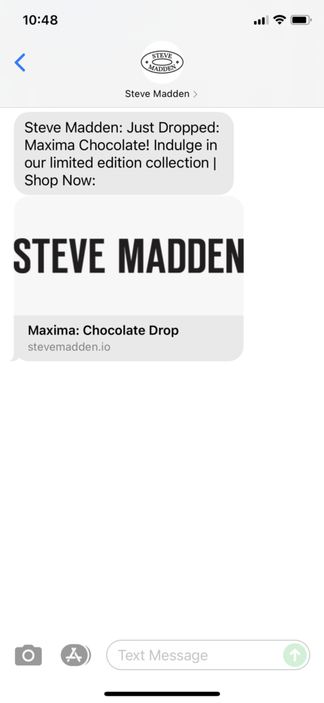 Steve Madden Text Message Marketing Example - 10.31.2021