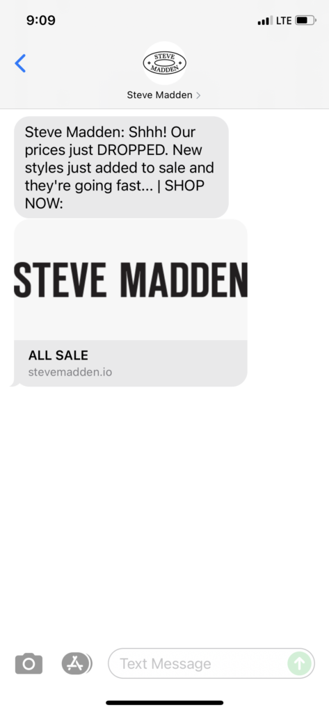 Steve Madden Text Message Marketing Example - 11.03.2021