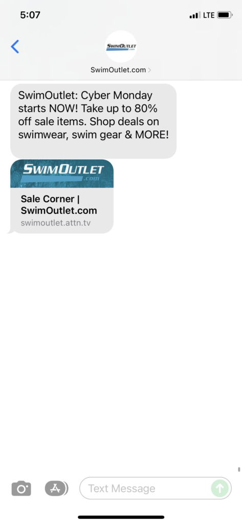 SwimOutlet.com 1 Text Message Marketing Example - 11.29.2021