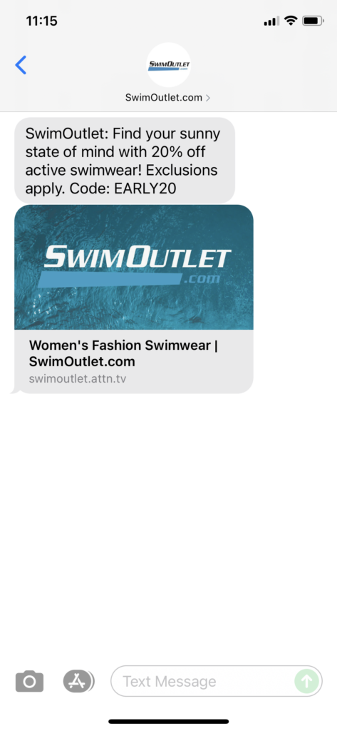SwimOutlet.com Text Message Marketing Example - 10.30.2021