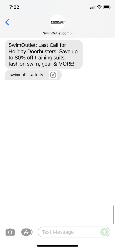 SwimOutlet.com Text Message Marketing Example - 11.21.2021