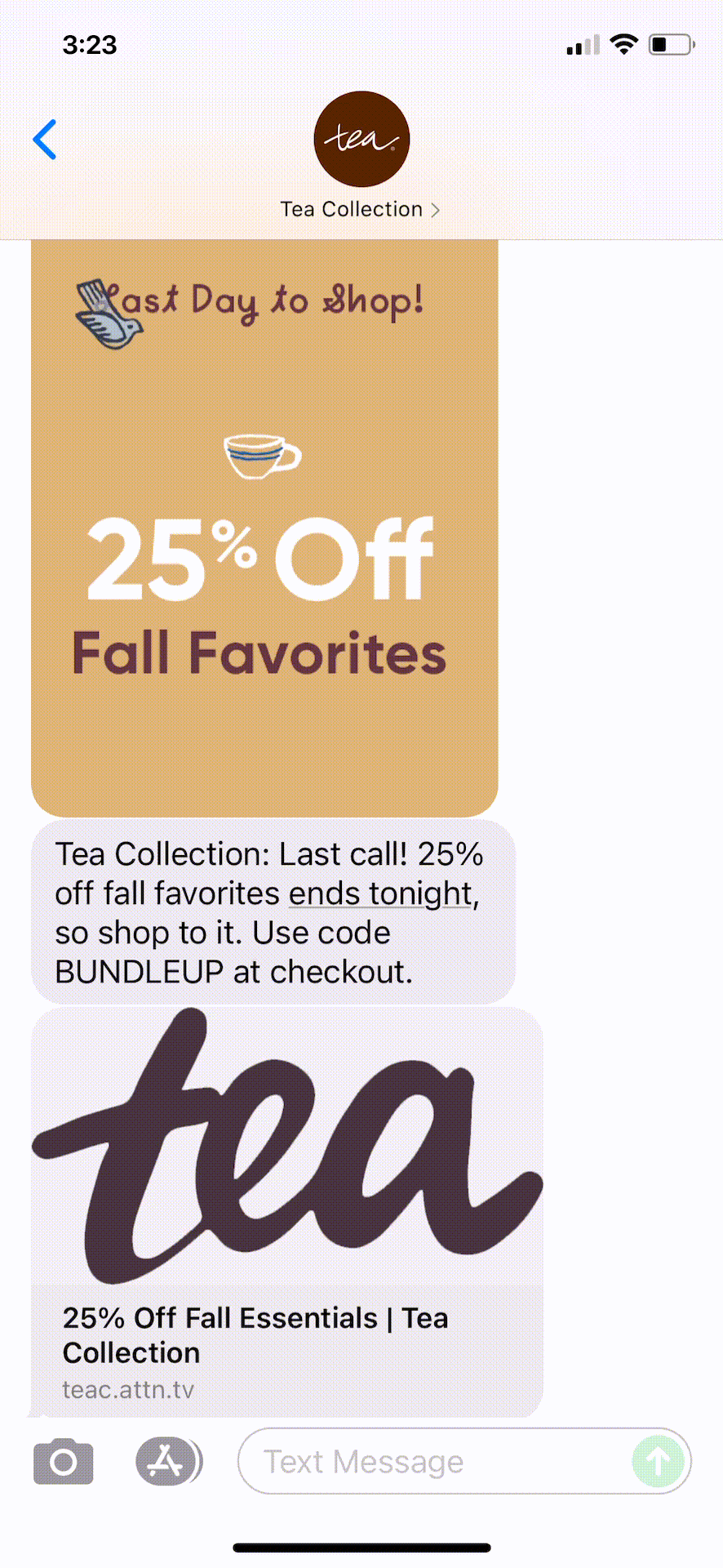 Tea-Collection-Text-Message-Marketing-Example-10.12.2021