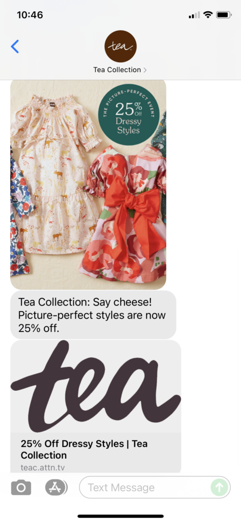 Tea Collection Text Message Marketing Example - 10.31.2021